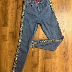 Guess Los Angeles Logo Tape Side Stripe Jeans Size 28 Y2K Streetwear